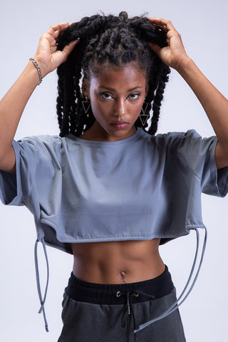 Draw the line Drawstring Cropped Tee